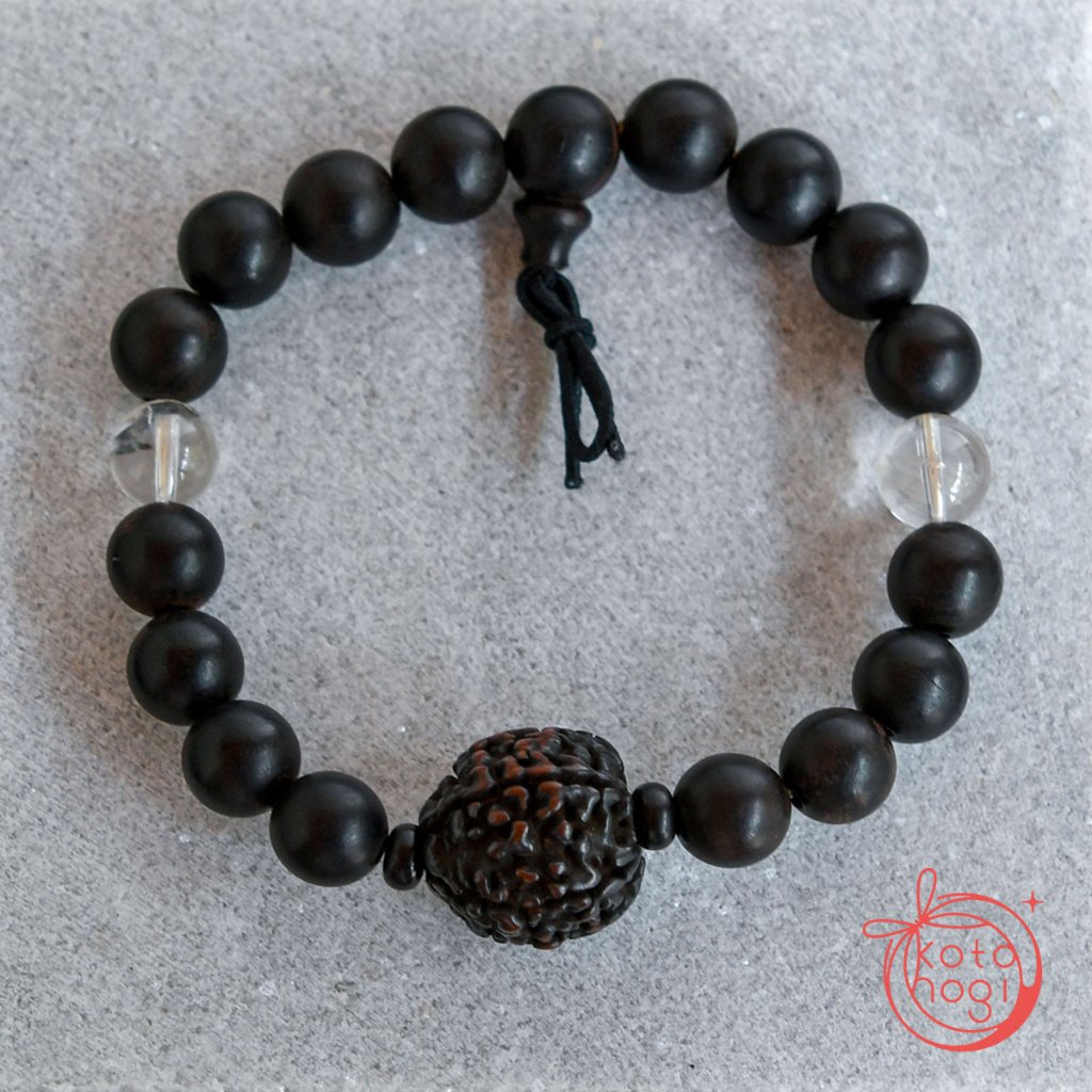お守りブレスレット「甘露」 ルドラクシャ 黒檀【厄除け・魔除け・開運・浄化】の画像