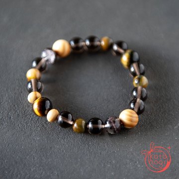 魔除け・厄除け・開運のお守りブレスレット「祝り」 アイスオブシディアン ガーデンクォーツ タイガーアイ 高野槇の画像