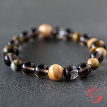魔除け・厄除け・開運のお守りブレスレット「祝り」 アイスオブシディアン ガーデンクォーツ タイガーアイ 高野槇の画像