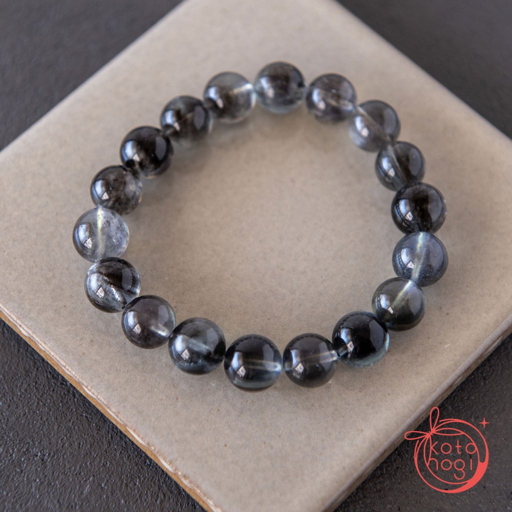 【宇津木選抜】魔除け・癒し・直感力アップのお守りブレスレット「祝り」カラーチェンジブラックアクアマリンキャッツアイの画像