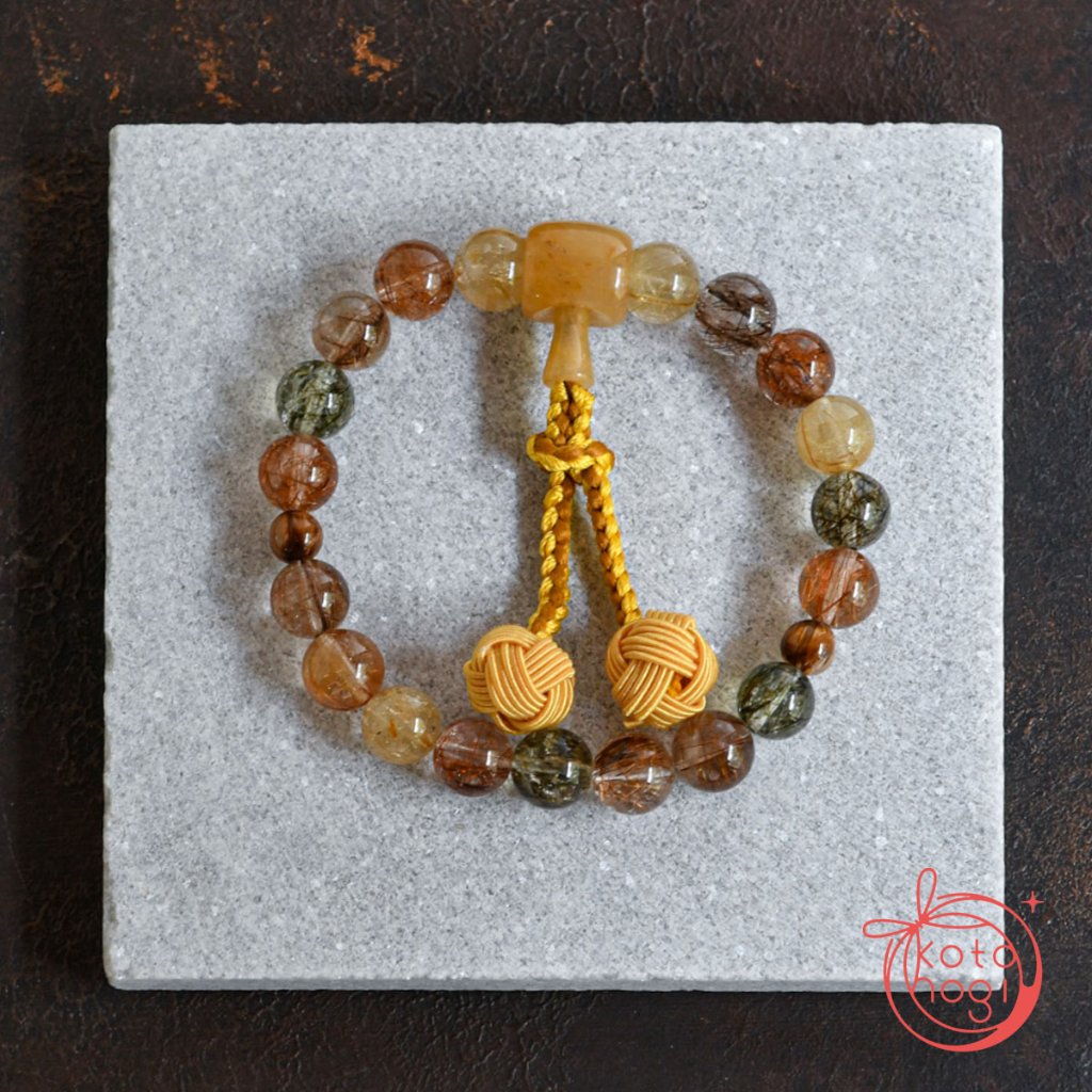 お守りブレスレット「祝り」 天然石 翡翠×福禄寿ルチル【開運】の画像