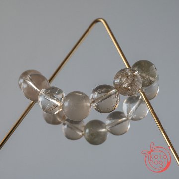 【前向き・直感力】お守りブレスレット「祝り」スモーキーガーデンクォーツ ラビットヘアクォーツの画像
