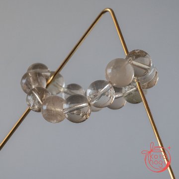 【前向き・直感力】お守りブレスレット「祝り」スモーキーガーデンクォーツ ラビットヘアクォーツの画像