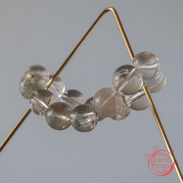 【前向き・直感力】お守りブレスレット「祝り」スモーキーガーデンクォーツ ラビットヘアクォーツの画像