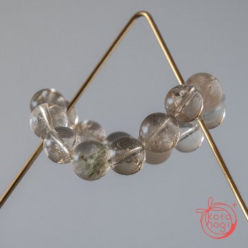 【前向き・直感力】お守りブレスレット「祝り」スモーキーガーデンクォーツ ラビットヘアクォーツの画像