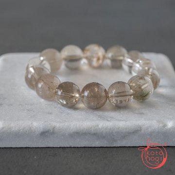 【前向き・直感力】お守りブレスレット「祝り」スモーキーガーデンクォーツ ラビットヘアクォーツの画像