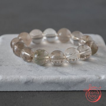 【前向き・直感力】お守りブレスレット「祝り」スモーキーガーデンクォーツ ラビットヘアクォーツの画像