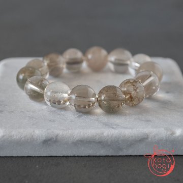 【前向き・直感力】お守りブレスレット「祝り」スモーキーガーデンクォーツ ラビットヘアクォーツの画像