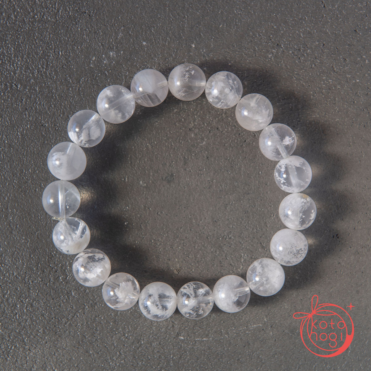 【宇津木選抜】癒しと浄化のお守りブレスレット「祝り」ホワイトスノーガーデンクォーツの画像