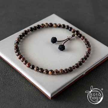 お守り数珠「ふたえ」フラワーオブシディアン×スモーキークォーツの画像
