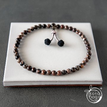 お守り数珠「ふたえ」フラワーオブシディアン×スモーキークォーツの画像