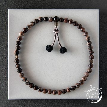 お守り数珠「ふたえ」フラワーオブシディアン×スモーキークォーツの画像