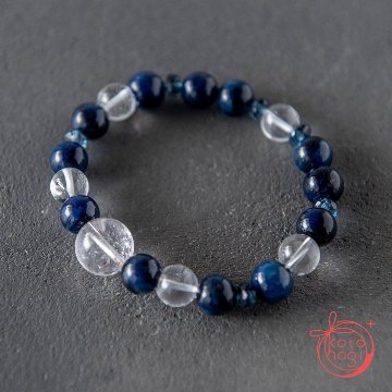 浄化・前向き・人間関係のお守りブレスレット「祝り」ブルースギライト ガネーシュヒマール ロンドンブルートパーズの画像