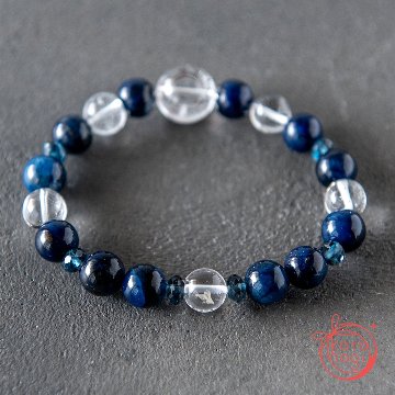 浄化・前向き・人間関係のお守りブレスレット「祝り」ブルースギライト ガネーシュヒマール ロンドンブルートパーズの画像