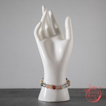 【前向き・リラックス】のお守りブレスレット「祝り」サンストーン ピンクムーンストーン レピドクロサイトインクォーツ シトリン ガーデンクォーツ ガネーシュヒマール ヒマラヤ水晶の画像