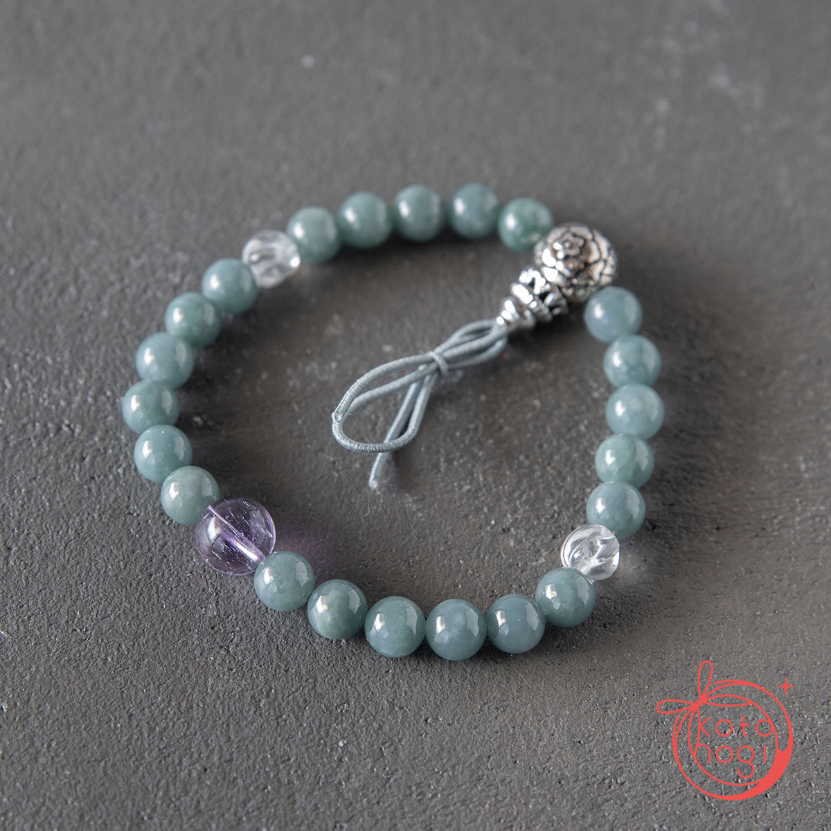 【前向き・潜在能力】お守りブレスレット「甘露」グアテマラ産青翡翠 スーパーセブン シルバー925の画像