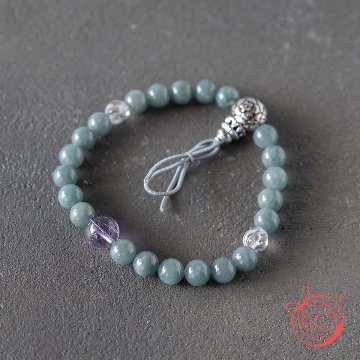 【前向き・潜在能力】お守りブレスレット「甘露」グアテマラ産青翡翠 スーパーセブン シルバー925の画像