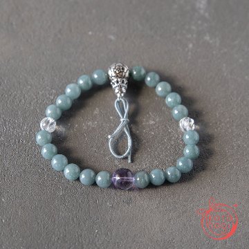 【前向き・潜在能力】お守りブレスレット「甘露」グアテマラ産青翡翠 スーパーセブン シルバー925の画像