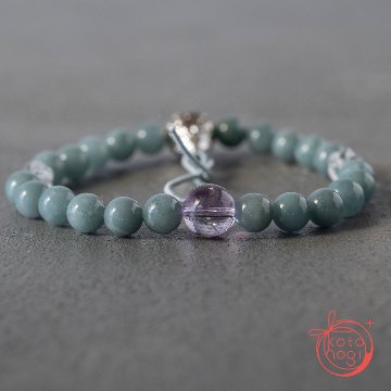 【前向き・潜在能力】お守りブレスレット「甘露」グアテマラ産青翡翠 スーパーセブン シルバー925の画像