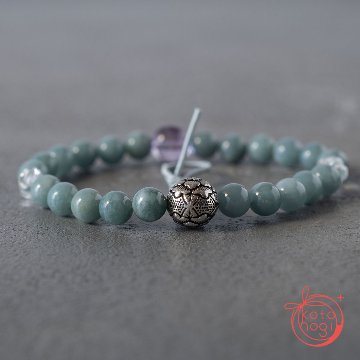 【前向き・潜在能力】お守りブレスレット「甘露」グアテマラ産青翡翠 スーパーセブン シルバー925の画像