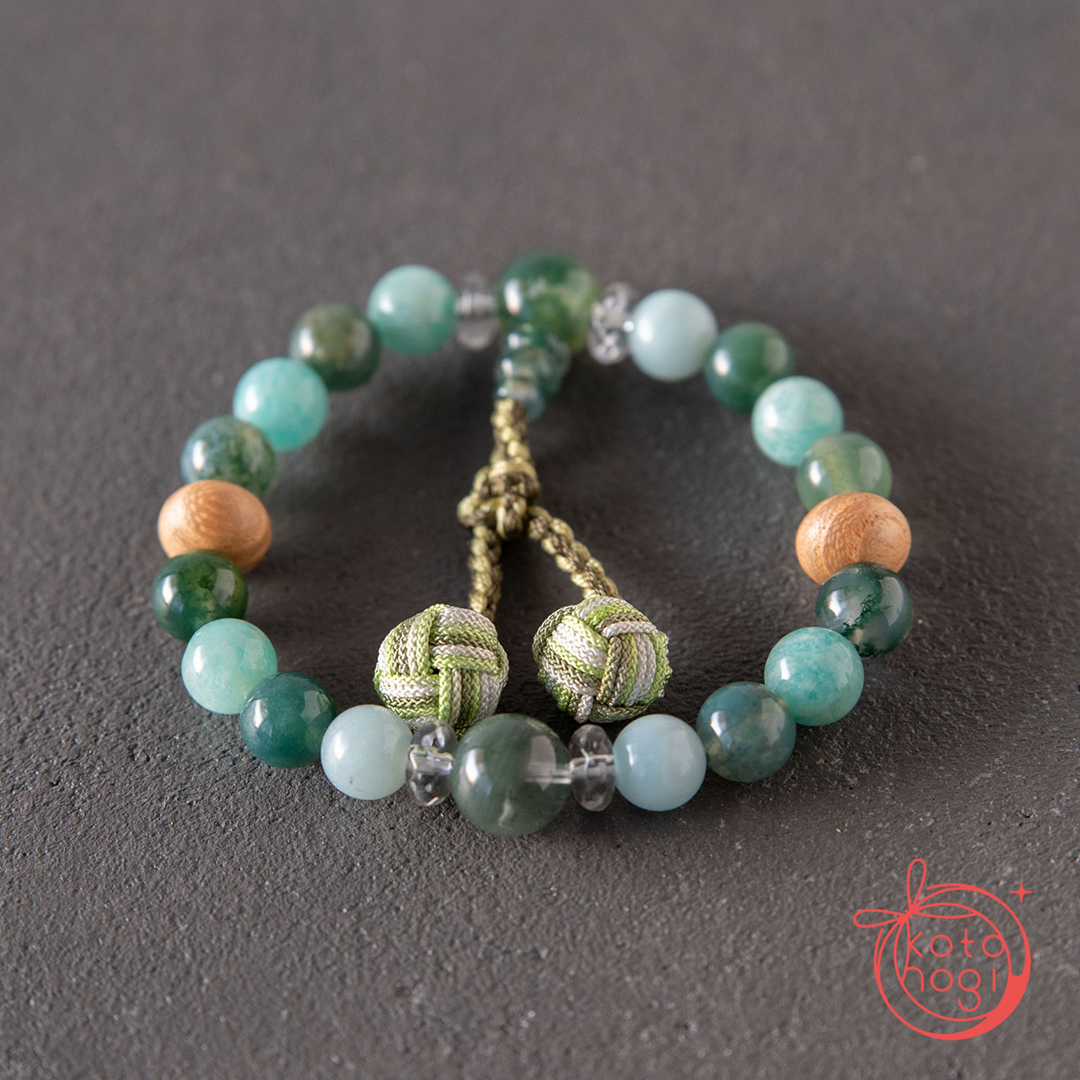開運ブレスレット「若草」アマゾナイト ガーデンクォーツ 苔瑪瑙 桐【午年】【2026年開運】の画像