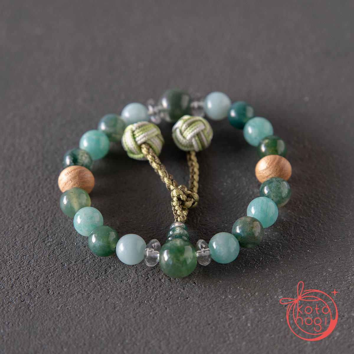 開運ブレスレット「若草」アマゾナイト ガーデンクォーツ 苔瑪瑙 桐【午年】【2026年開運】の画像