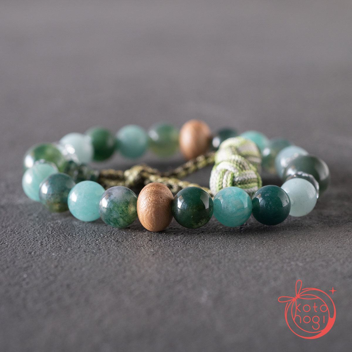 開運ブレスレット「若草」アマゾナイト ガーデンクォーツ 苔瑪瑙 桐【午年】【2026年開運】の画像