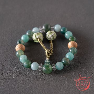 開運ブレスレット「若草」アマゾナイト ガーデンクォーツ 苔瑪瑙 桐【午年】【2026年開運】の画像