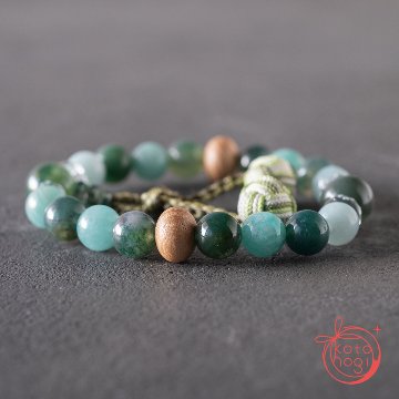 開運ブレスレット「若草」アマゾナイト ガーデンクォーツ 苔瑪瑙 桐【午年】【2026年開運】の画像