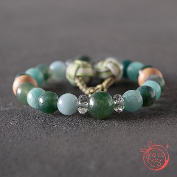 開運ブレスレット「若草」アマゾナイト ガーデンクォーツ 苔瑪瑙 桐【午年】【2026年開運】の画像