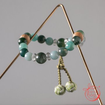 開運ブレスレット「若草」アマゾナイト ガーデンクォーツ 苔瑪瑙 桐【午年】【2026年開運】の画像