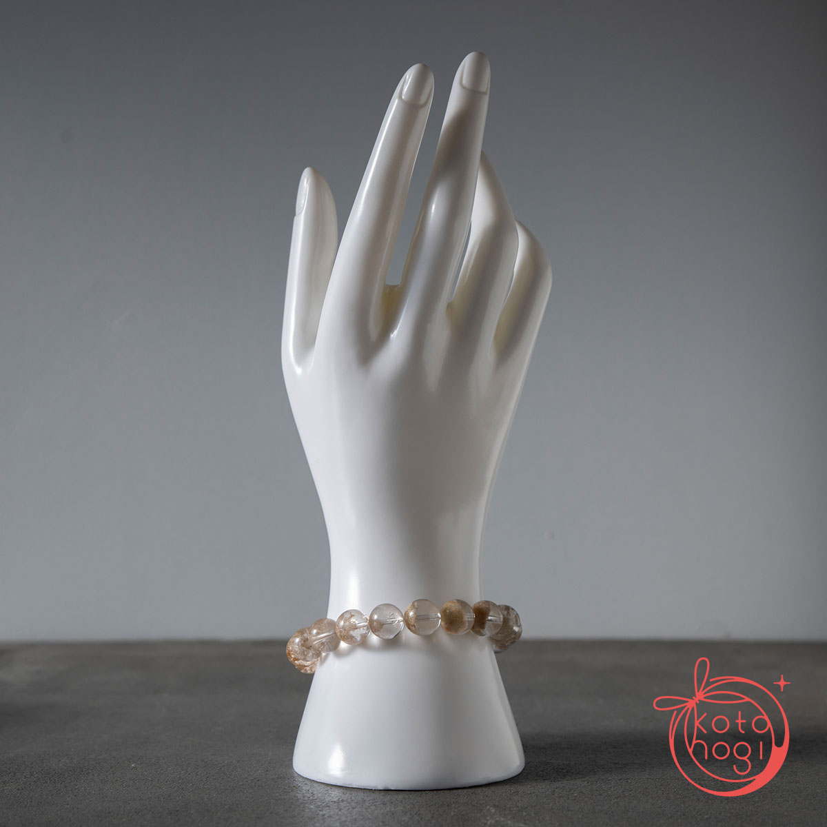 【宇津木選抜】金運アップ・良縁のお守りブレスレット「祝り」ホワイトガーデンクォーツ（聚寶盆）の画像