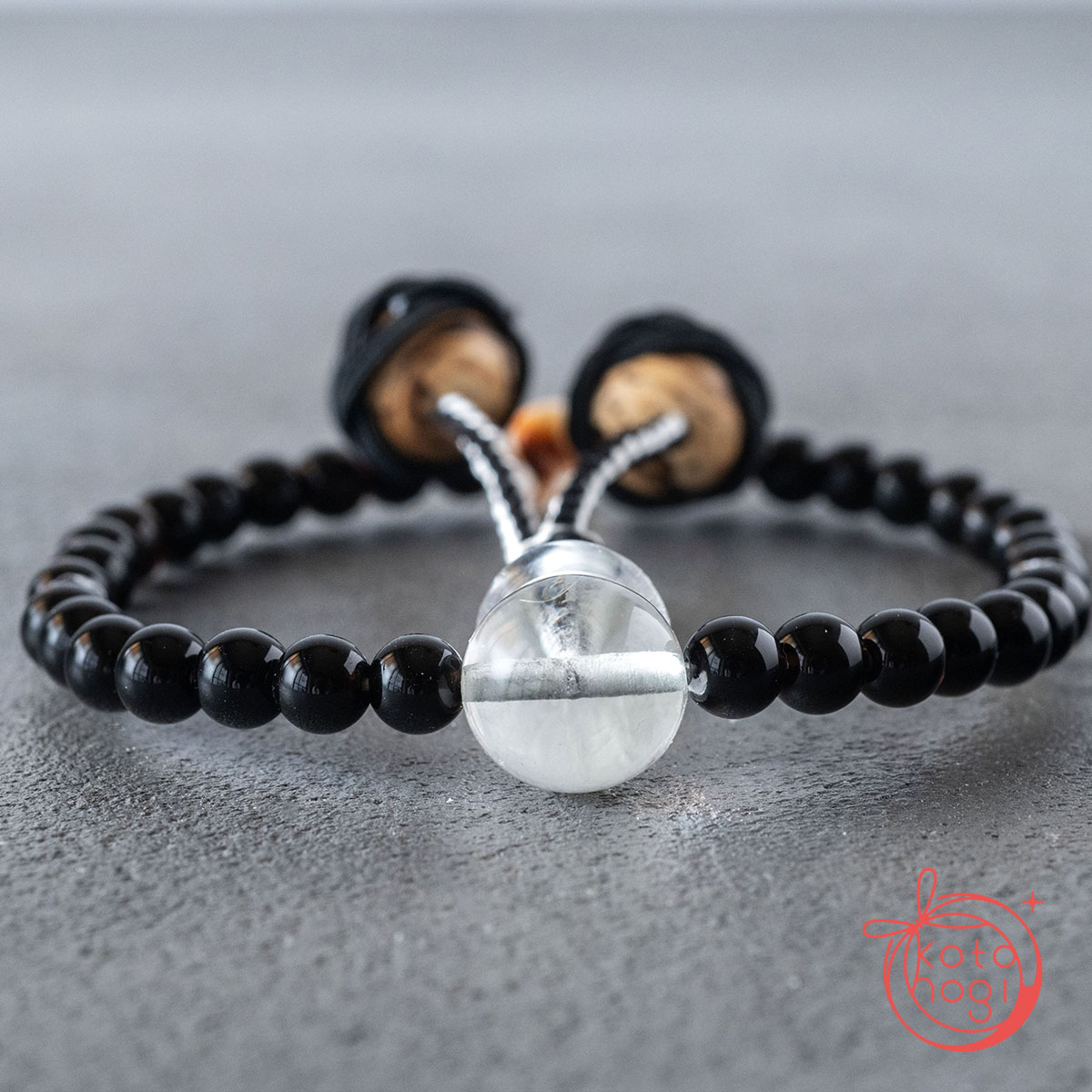 魔除けと浄化のお守り数珠・念珠「ひとえ」 チベット産モリオン ガネーシュヒマール ガーデンクォーツの画像