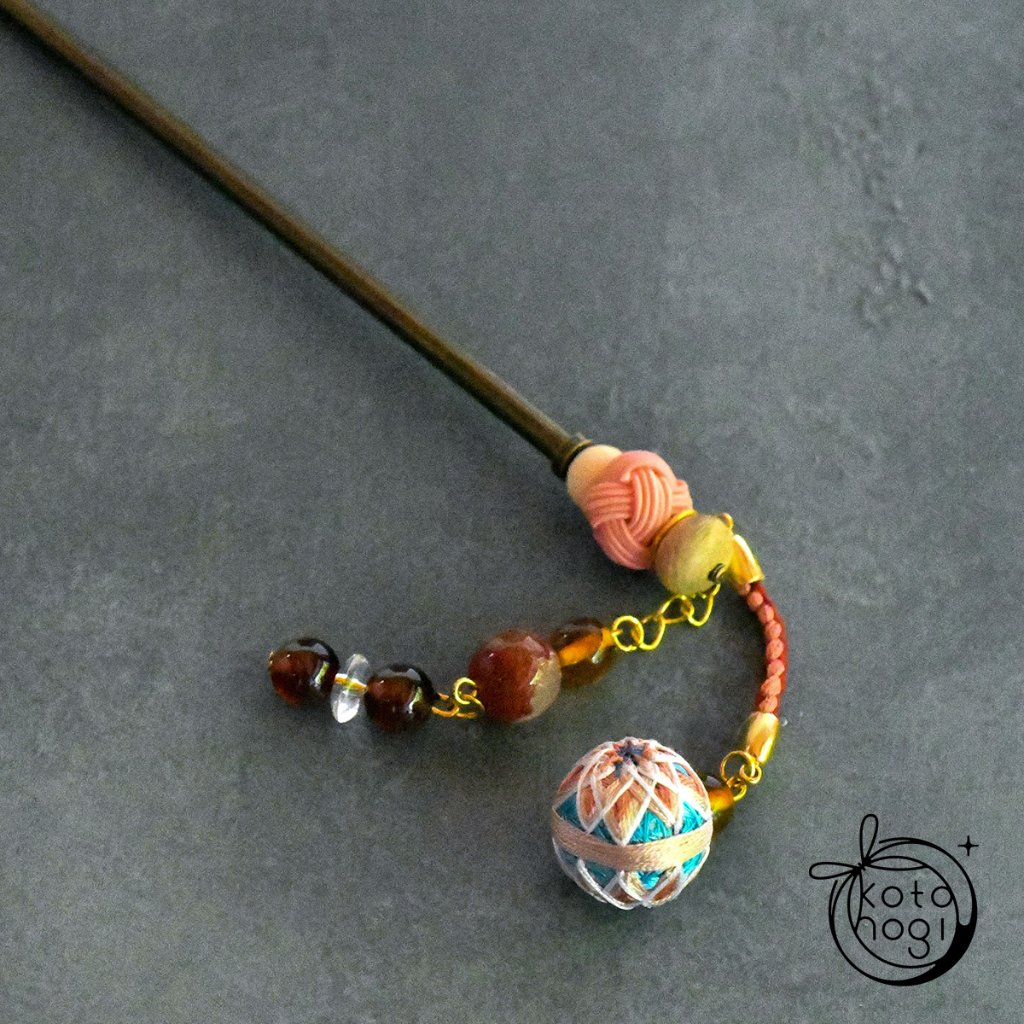 かんざし 天然石 ガーデンクォーツ ガーネット 琥珀の画像