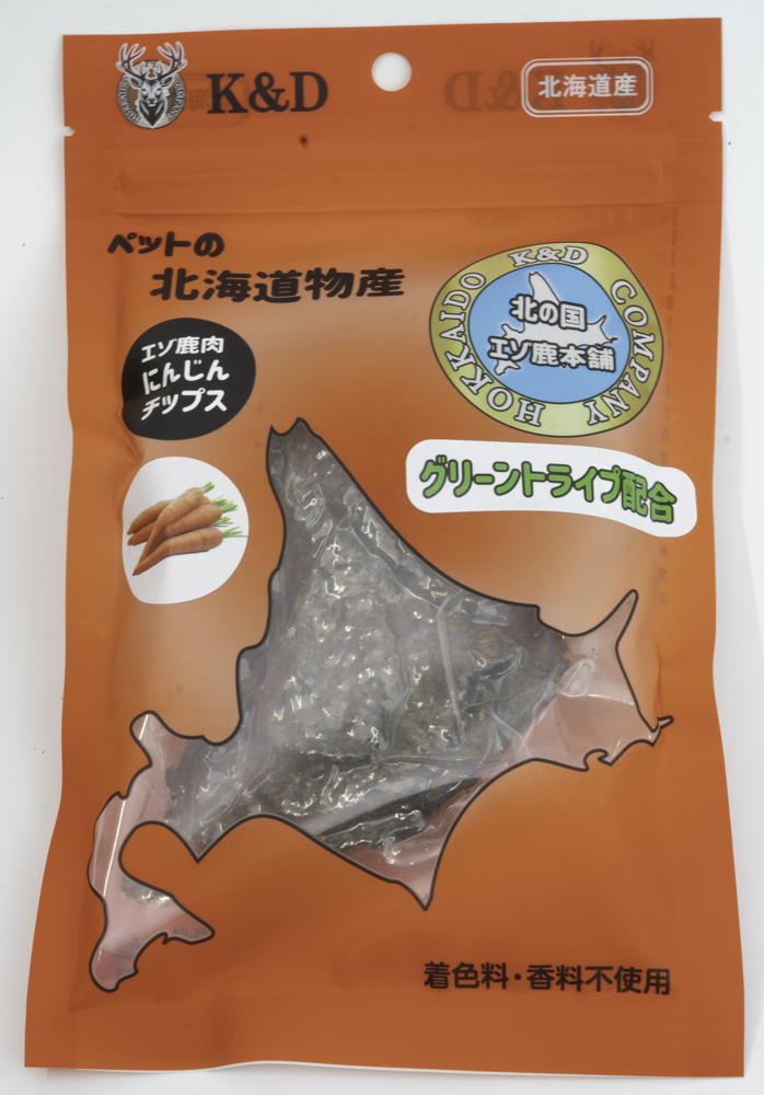 エゾ鹿肉にんじんチップス（グリーントライプ入）の画像