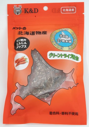エゾ鹿肉にんじんチップス（グリーントライプ入）の画像