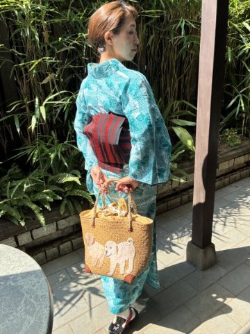 手刺繍 カゴバッグ(M)の画像