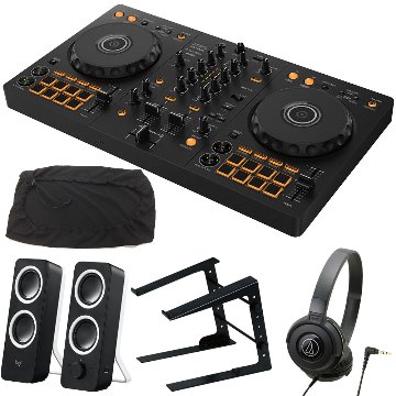 PioneerDJ DJコントローラー DDJ-FLX4 + ヘッドホンATH-S100 + PCスタンド + スピーカー Z200n + ダストカバー セット【DDJ-400後続機種】の画像