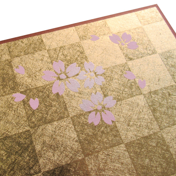 屏風 二曲屏風 金 市松模様 桜【限定品 在庫限り】画像