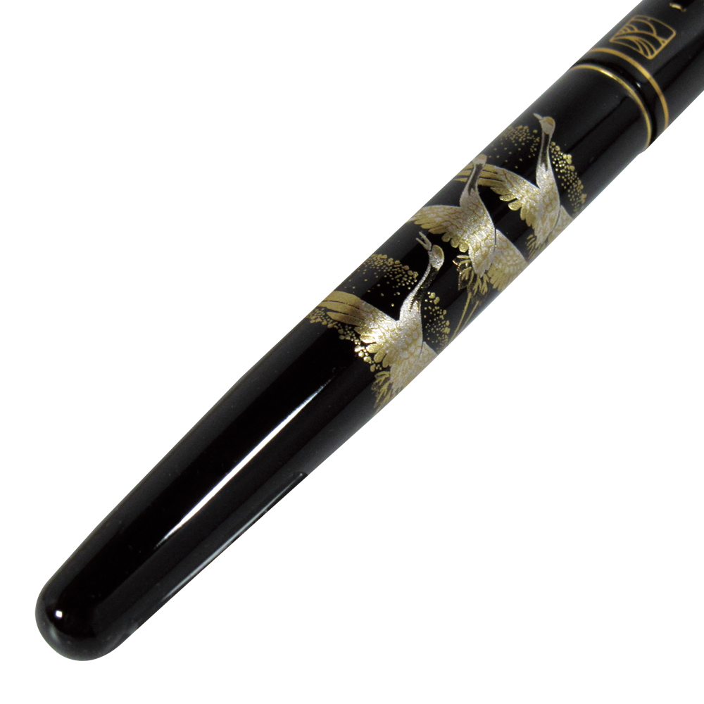 くれ竹万年毛筆[蒔絵物語]鶴寿千歳　黒 DU184-815の画像