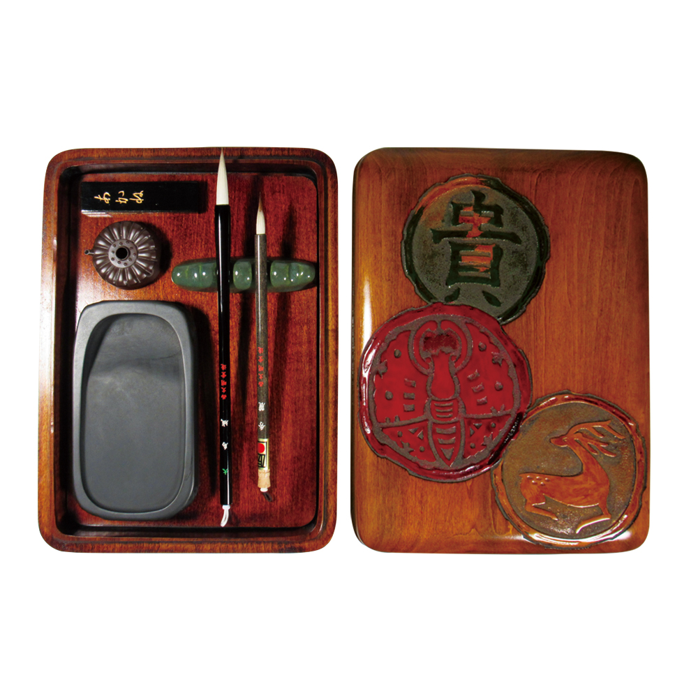烏城彫　高級烏城セット（備前蝶・鹿(神鹿)・富貴） 書道セットの画像