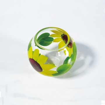 風鈴 ガラス風鈴 手作り風鈴 蒔絵仕上げ[ミディ風鈴]ひまわり 　ぎやまんの画像