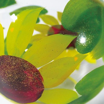 風鈴 ガラス風鈴 手作り風鈴 蒔絵仕上げ[ミディ風鈴]ひまわり 　ぎやまんの画像