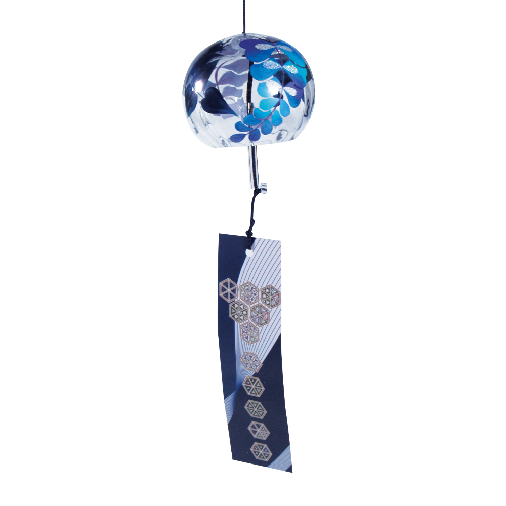 風鈴 ガラス風鈴 手作り風鈴 蒔絵仕上げ[ぎやまん匠風鈴] 藤 R-328の画像