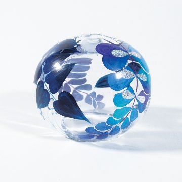 風鈴 ガラス風鈴 手作り風鈴 蒔絵仕上げ[ぎやまん匠風鈴] 藤 R-328の画像