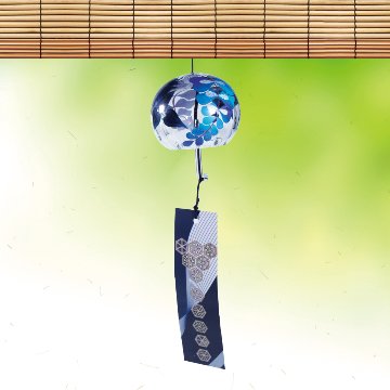 風鈴 ガラス風鈴 手作り風鈴 蒔絵仕上げ[ぎやまん匠風鈴] 藤 R-328の画像