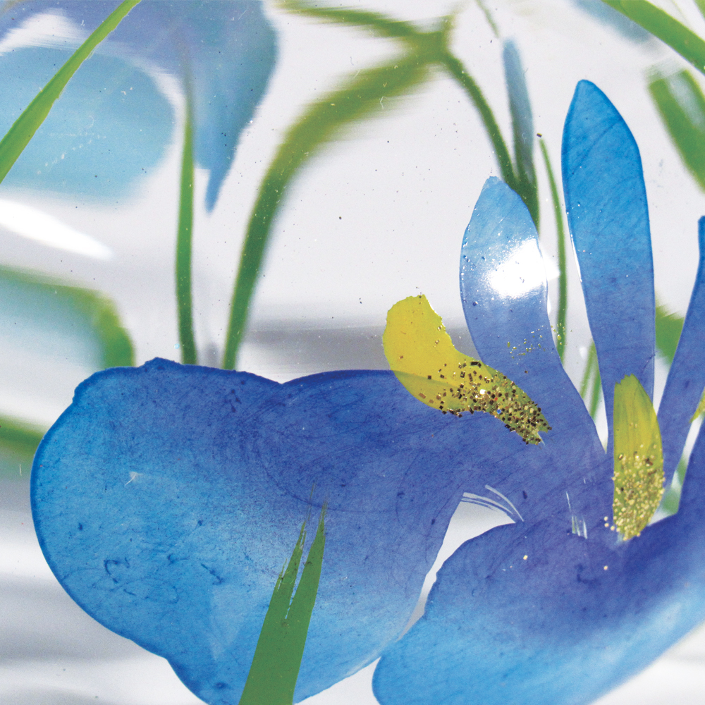 風鈴 ガラス風鈴 手作り風鈴 蒔絵仕上げ[はごろもバルーン風鈴]あやめ　菖蒲の画像