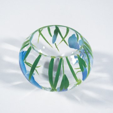 風鈴 ガラス風鈴 手作り風鈴 蒔絵仕上げ[はごろもバルーン風鈴]あやめ　菖蒲の画像