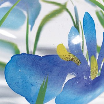 風鈴 ガラス風鈴 手作り風鈴 蒔絵仕上げ[はごろもバルーン風鈴]あやめ　菖蒲の画像