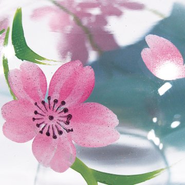 風鈴 ガラス風鈴 手作り風鈴 蒔絵仕上げ[ぎやまん匠風鈴]富士桜　さくら　富士山　R-300の画像